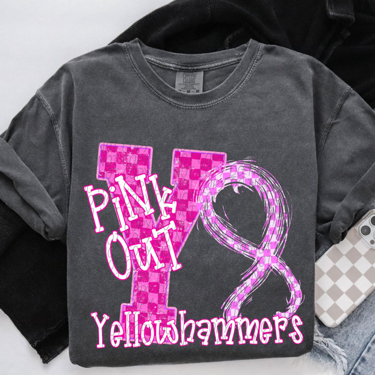 Yellow Hammers Pink Out Varsity (city) DTF Transfer