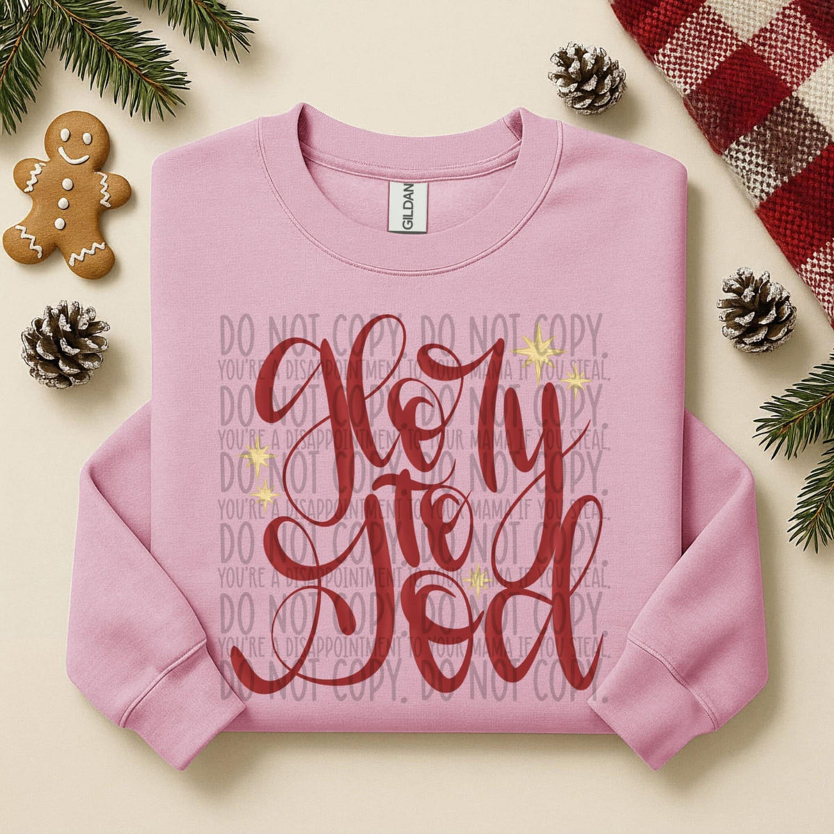 Glory to God red cursive (SWD) DTF Transfer