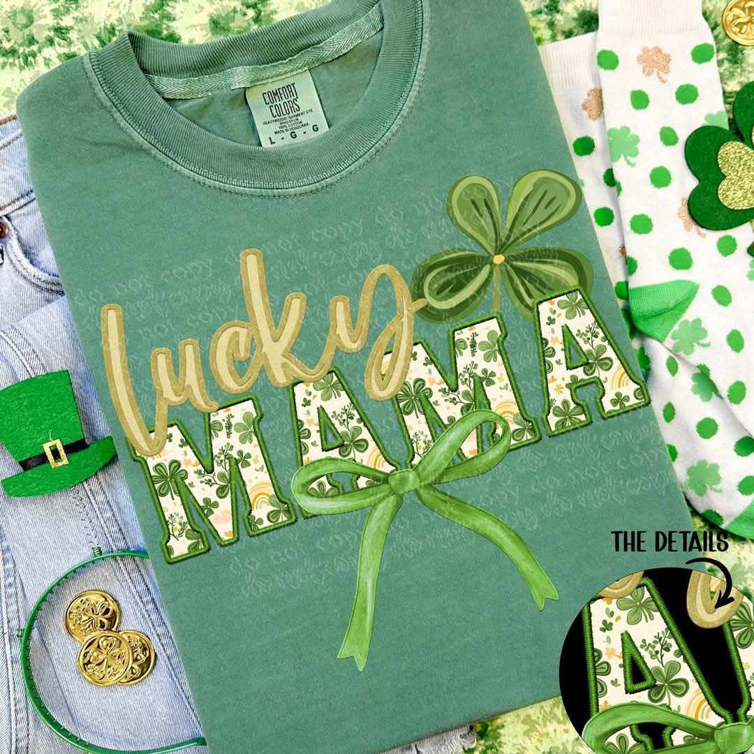 Lucky mama clover and bow (TTD) 82391 DTF transfer