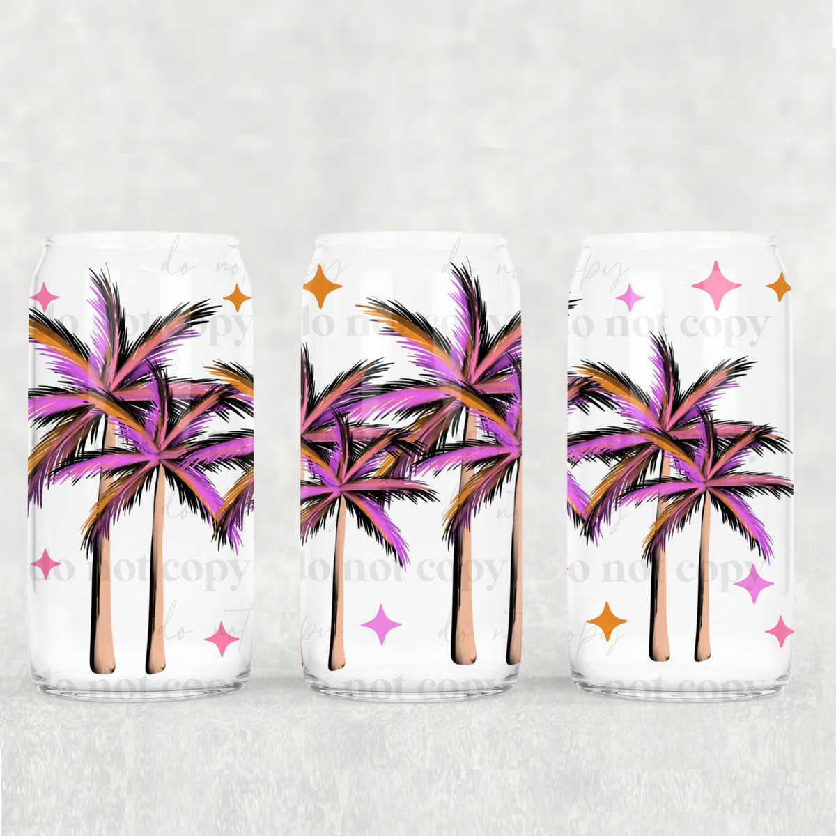 Pink purple and orange Palm Trees (CSC) UV DTF WRAP