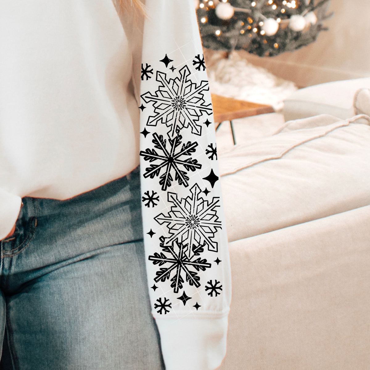 Snowflake BLACK SLEEVE (CSC) DTF Transfer