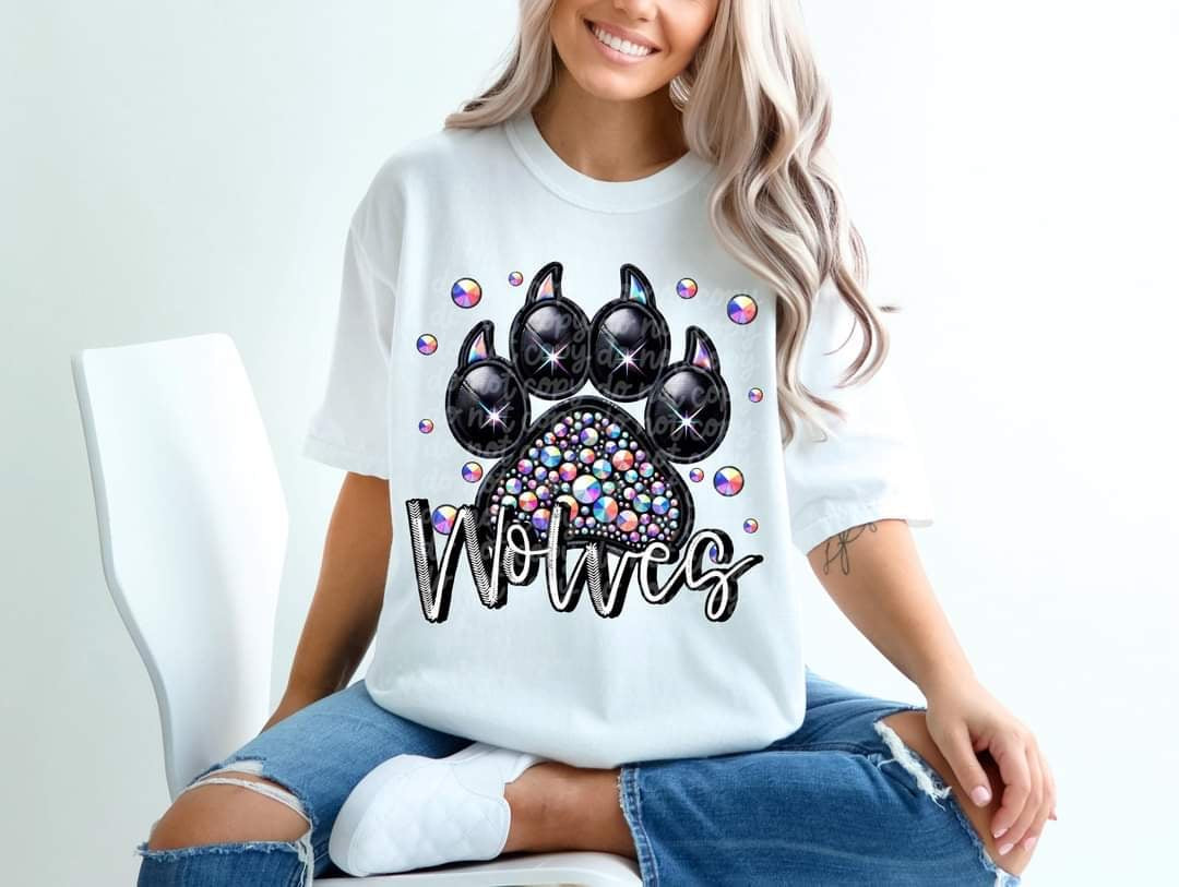 Wolves bedazzled mascot 53612 DTF transfer