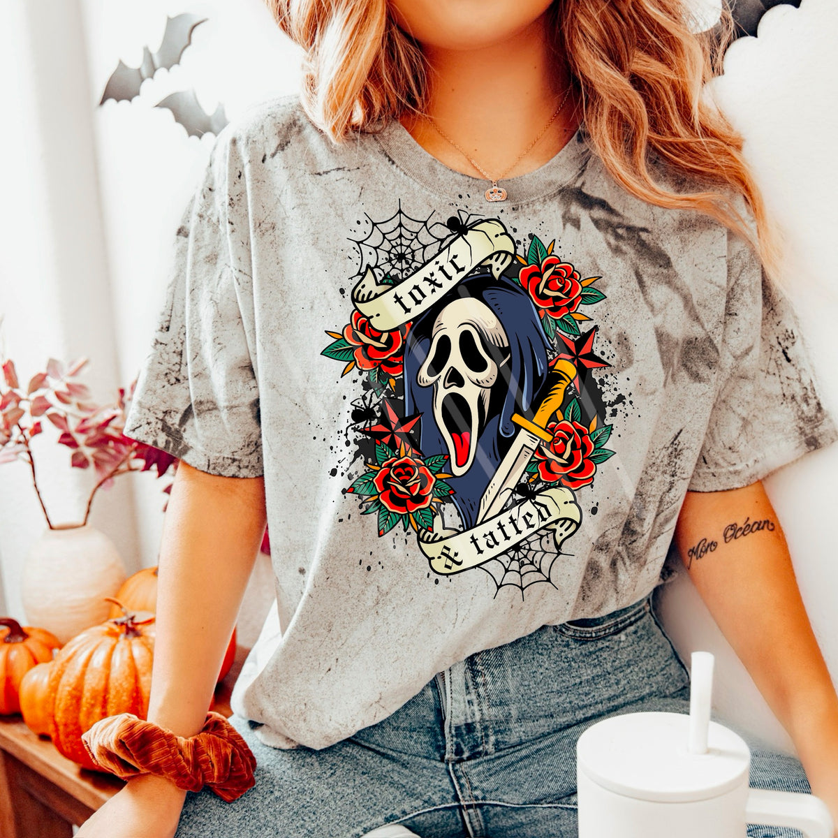 Toxic Tatted GF roses and webs (MZ) 113554 DTF transfer