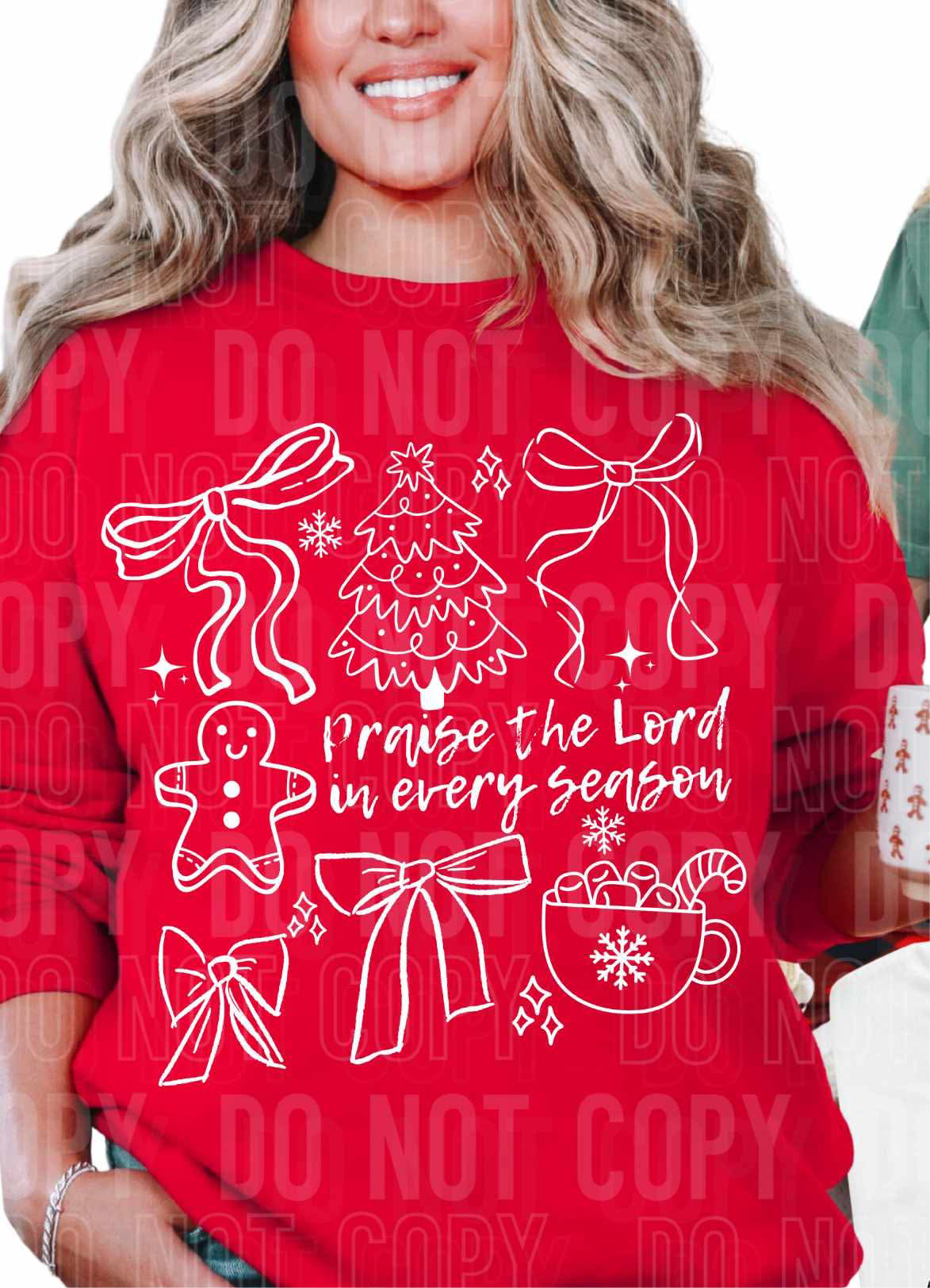 Praise the Lord in every season Christmas WHITE (SBB) DTF transfer