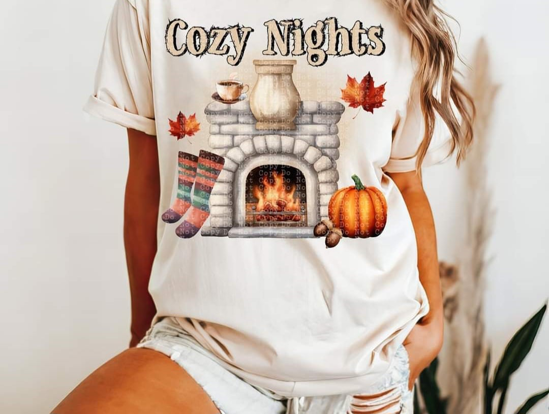 Cozy nights fireplace (CSTAGE) 52690 DTF transfer