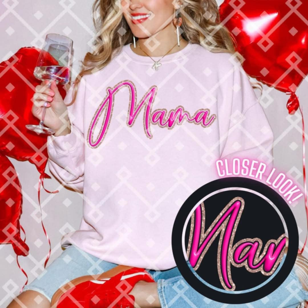 Mama pink font glitter outline (CRAFTI) 85594 DTF transfer