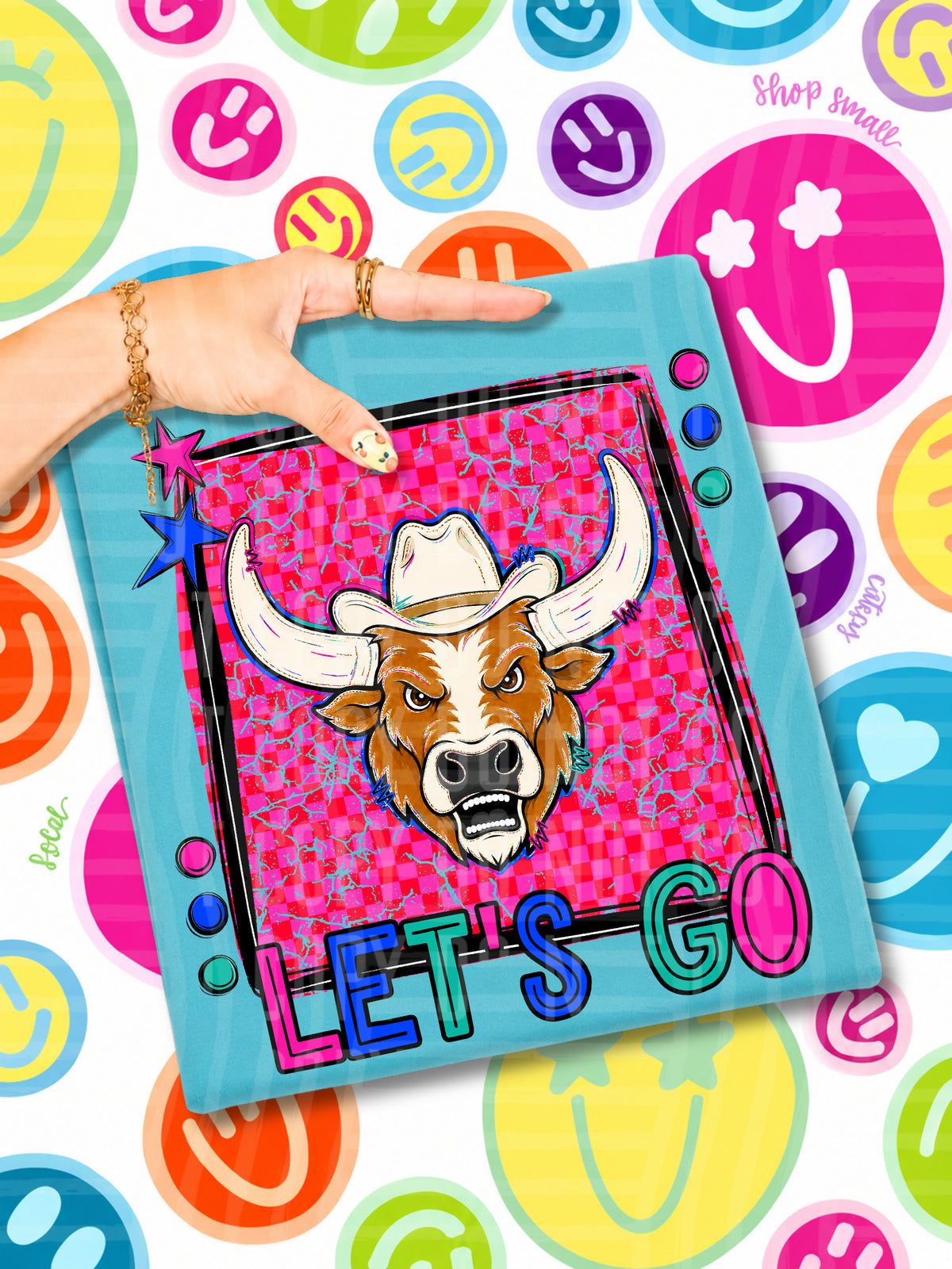 Lets go longhorns with hat candy mascots (Caplinger) DTF transfer