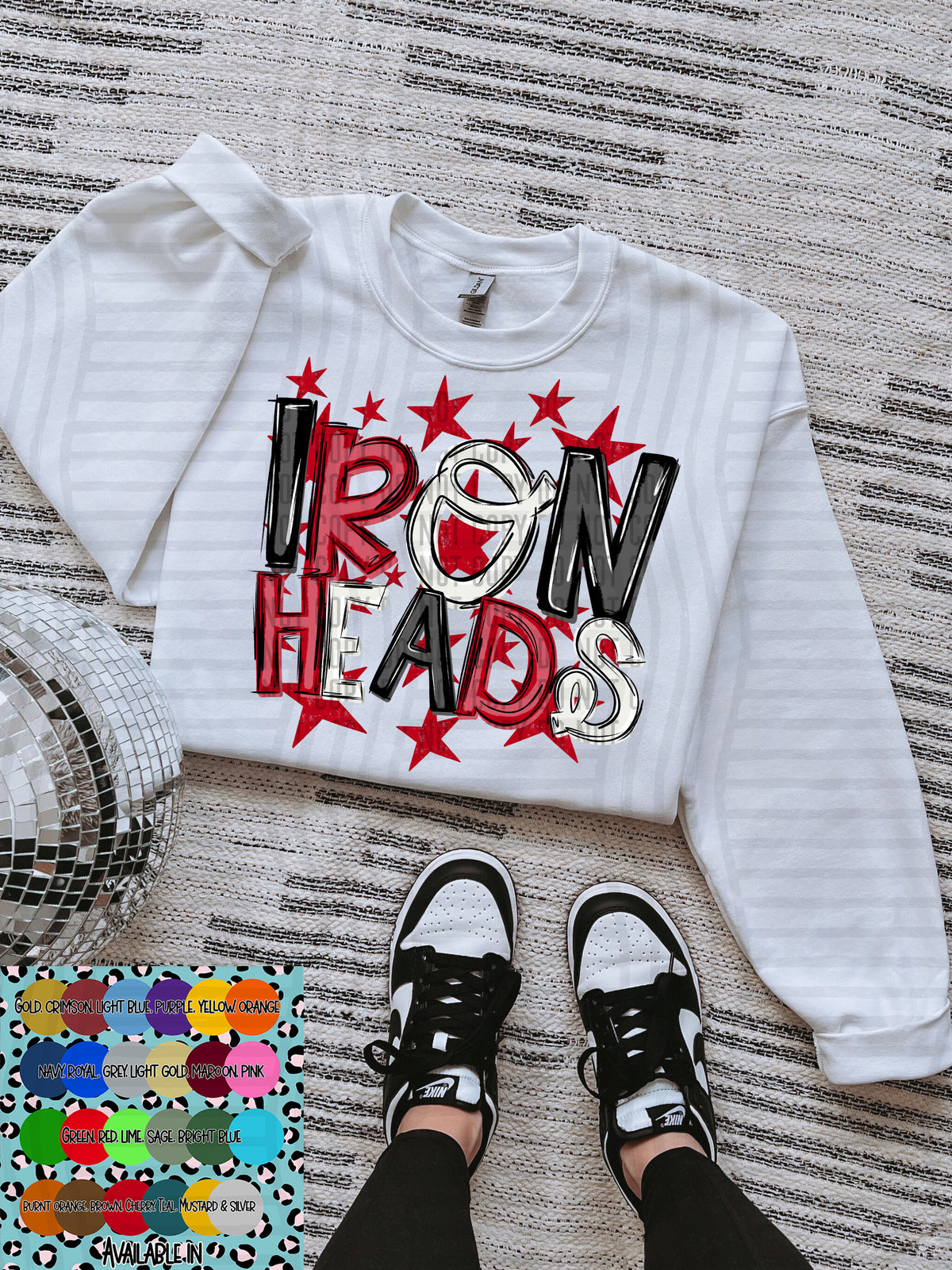 iron heads black white and red with red stars (Caplinger) DTF Transfer