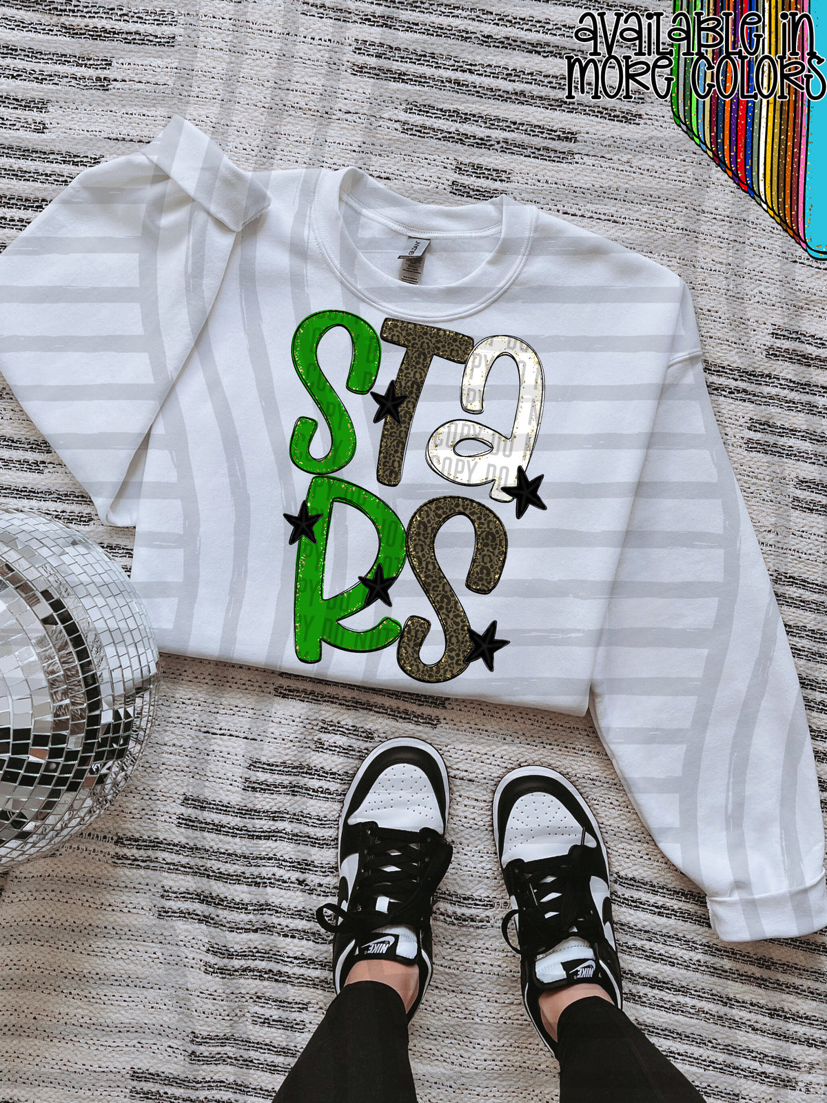 green, gray and white, stars stacked (Caplinger) DTF Transfer