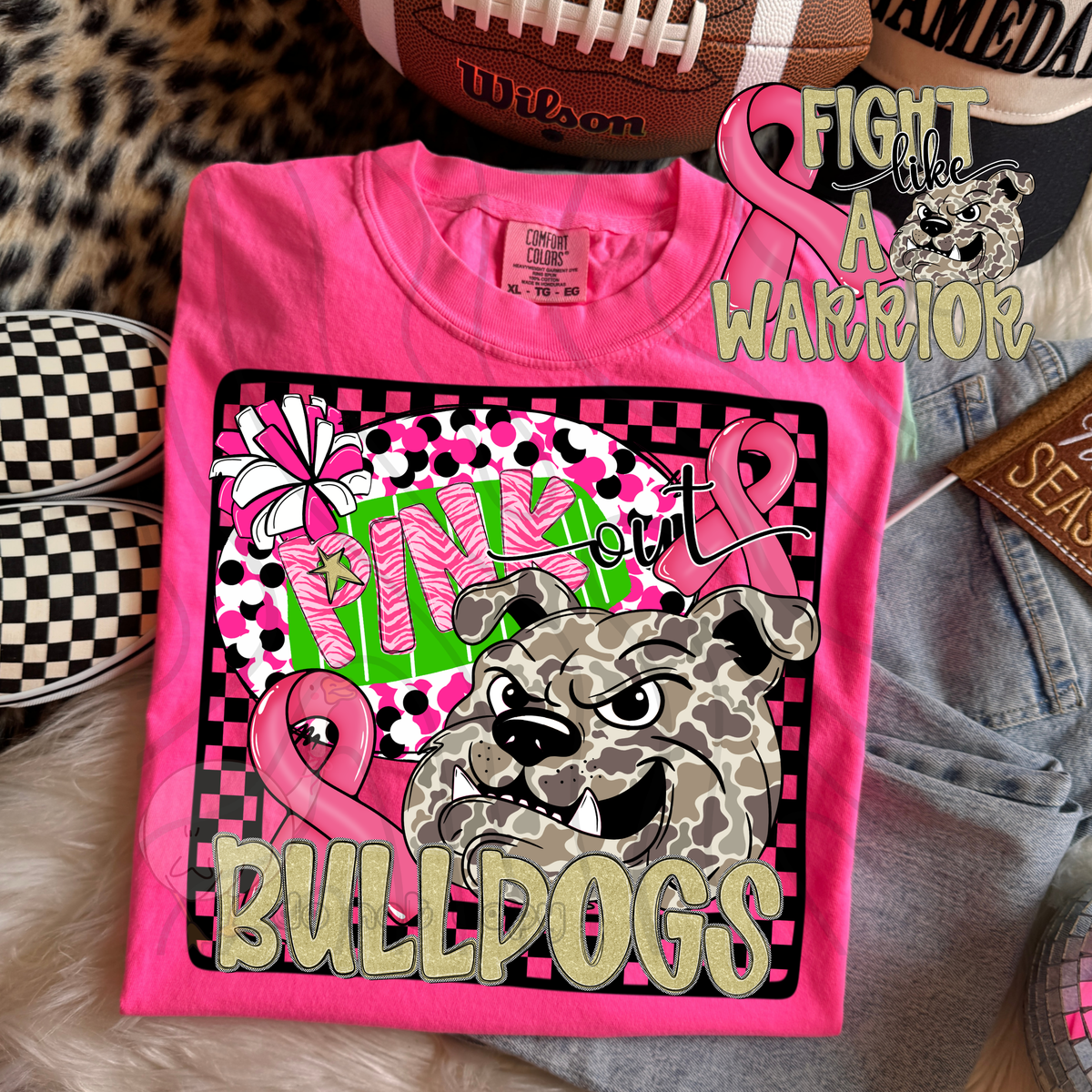 Bulldogs pink out camo (DKD) DTF transfer