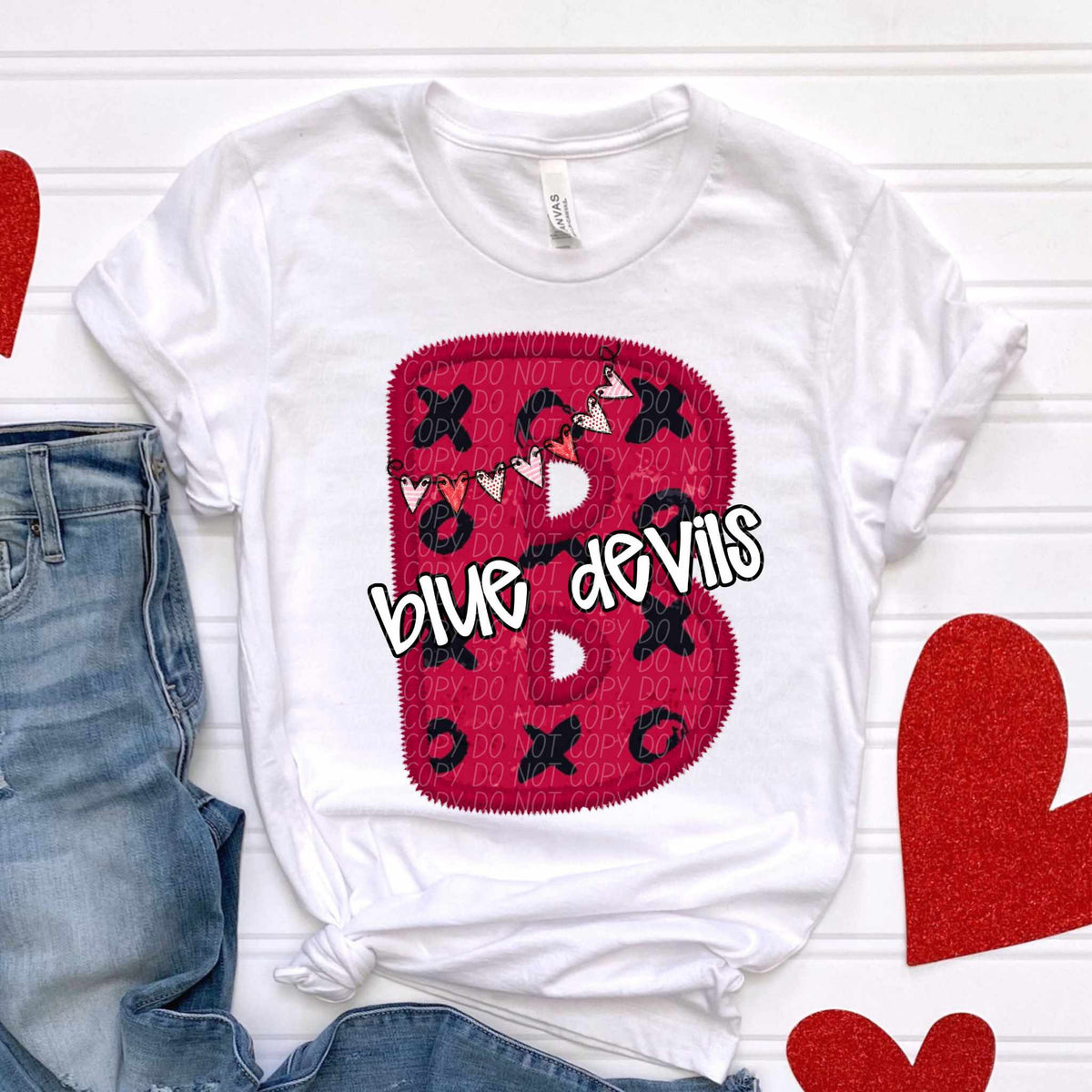 B blue devils valentine (CITY) 77977 DTF transfer