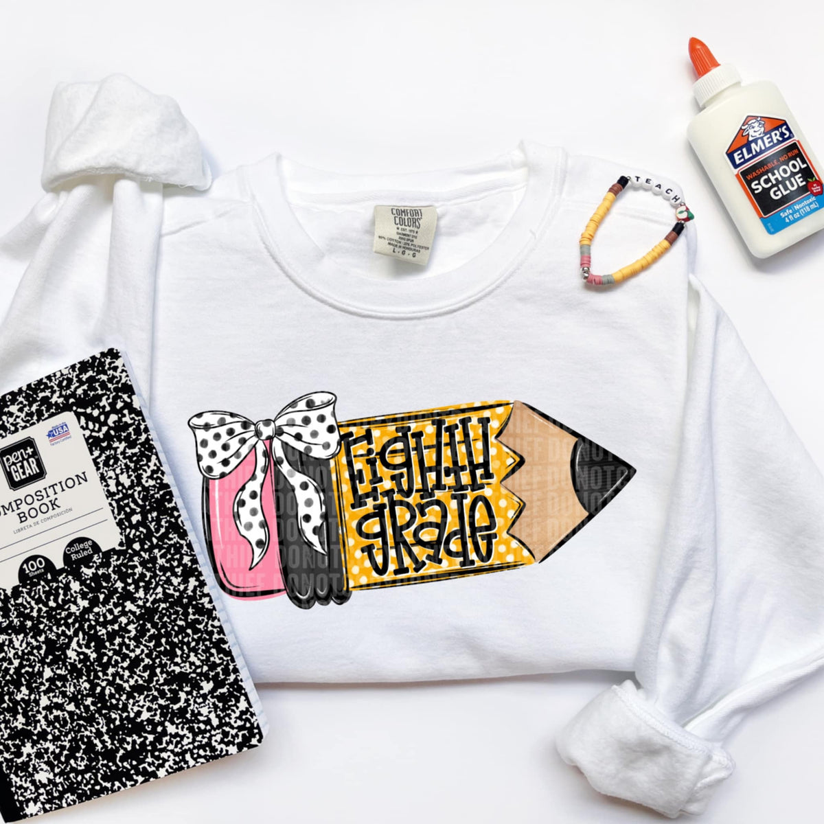 Eighth grade pencil with bow (SDD) 107432 DTF transfer