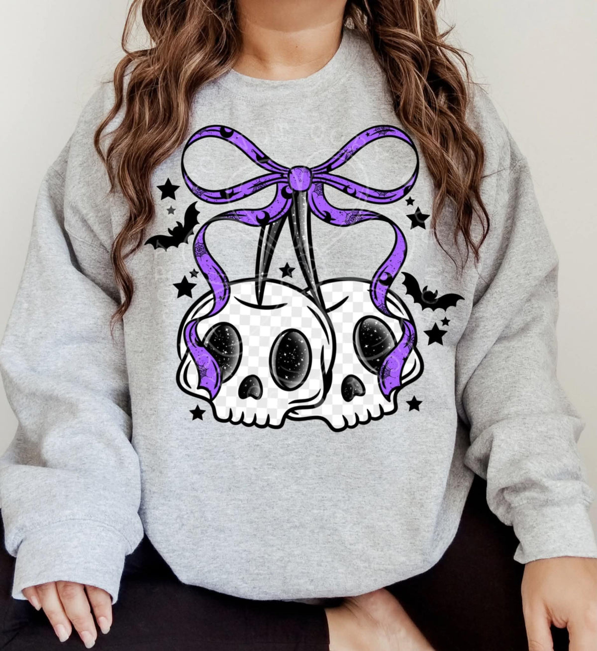 Skull Cherries PURPLE bow (lyttle) DTF transfer