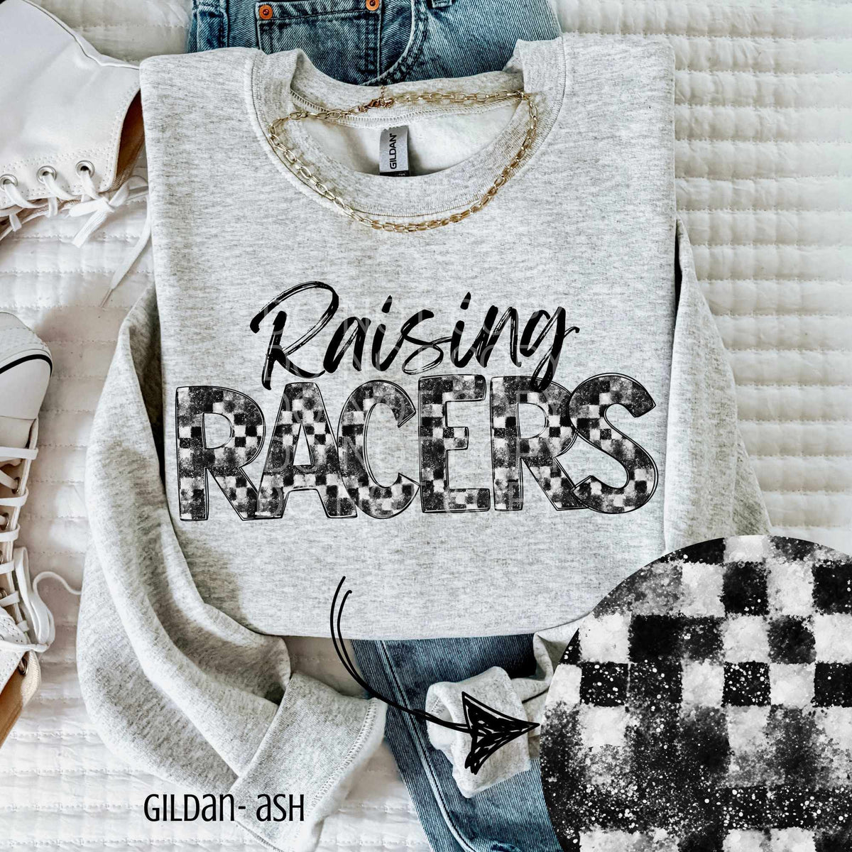 Raising racers checkered and glitter (CSG) 84228 DTF transfer