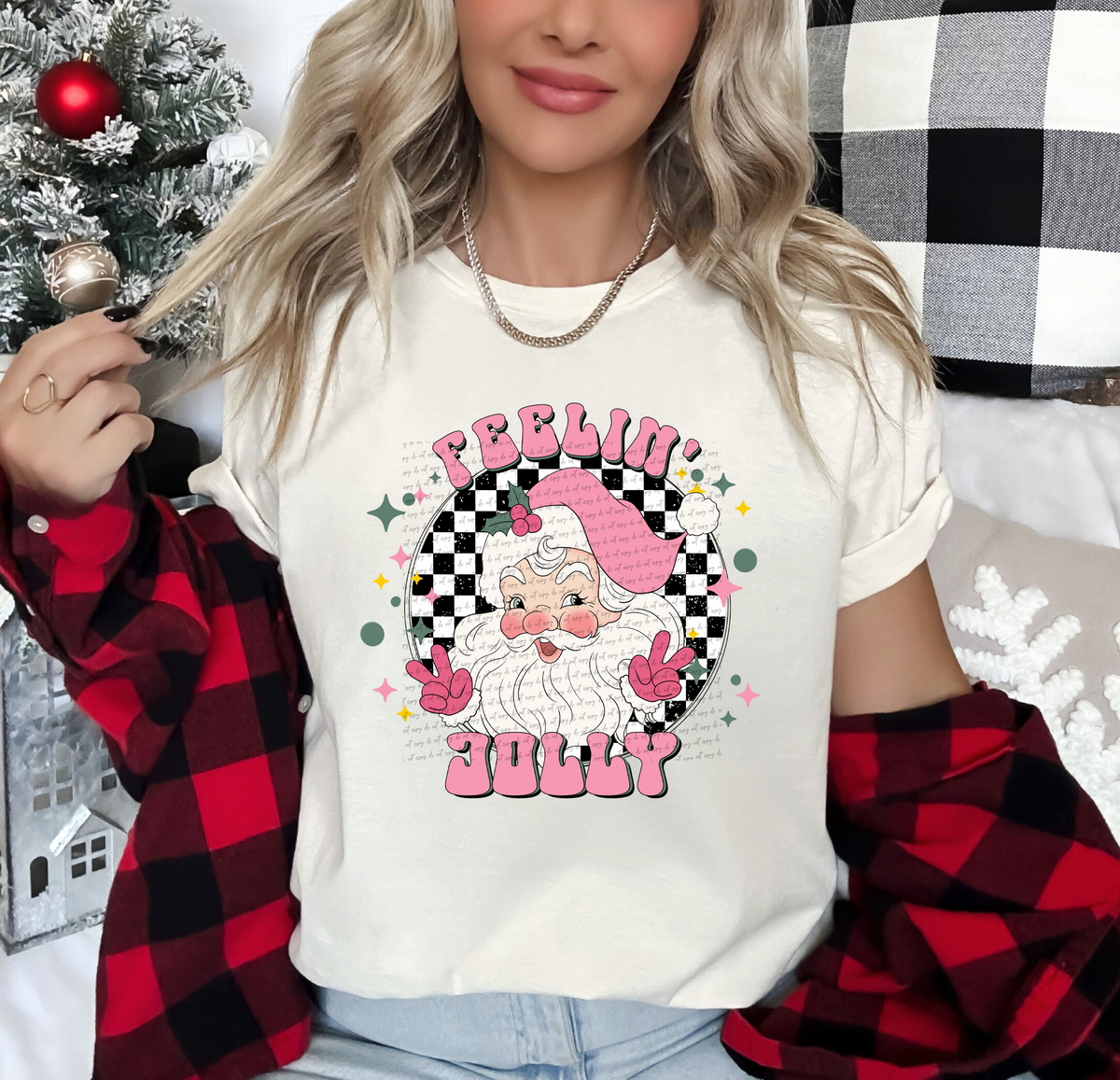 Feelin Jolly (santa and checkers) 49707 DTF TRANSFER