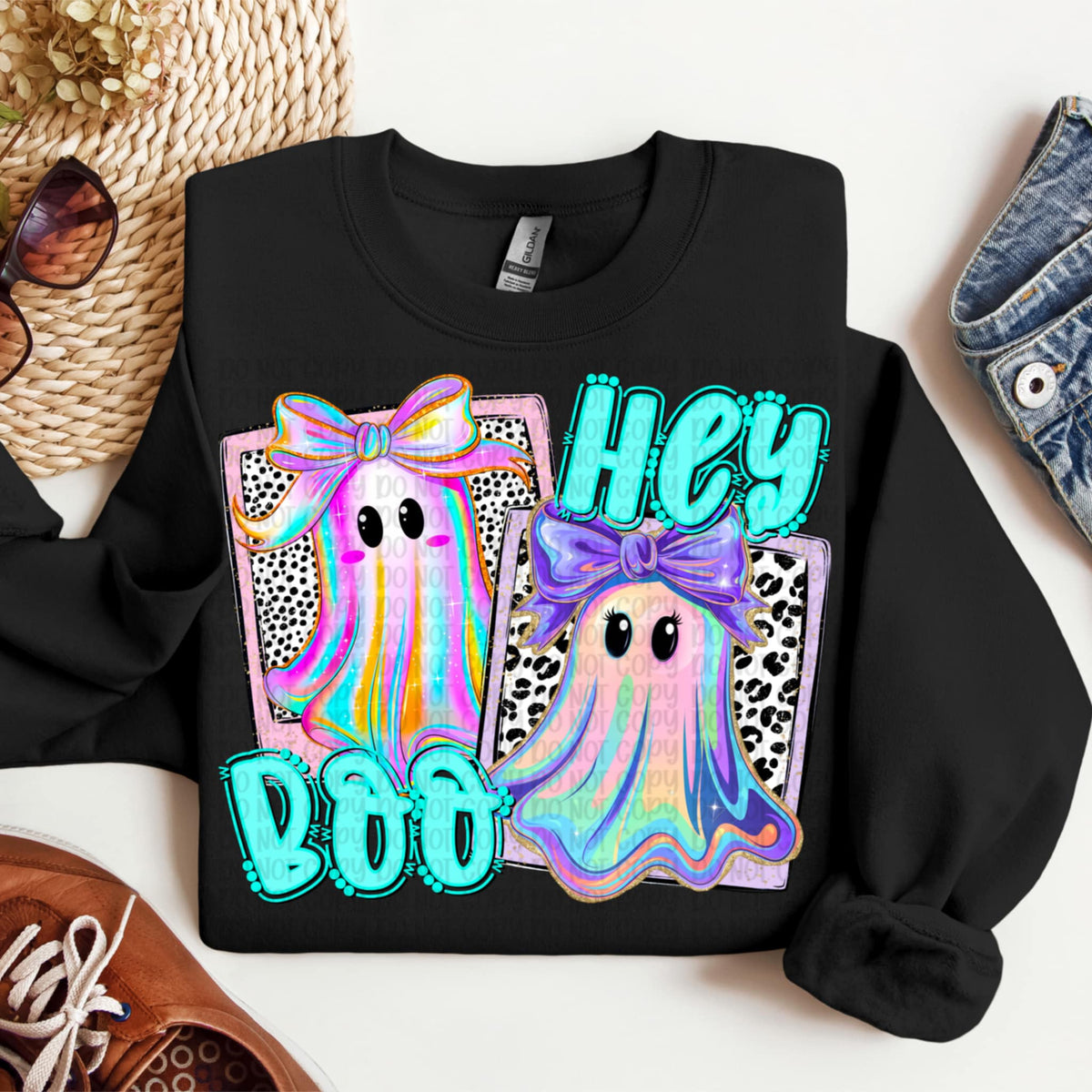 Hey Boo with two ghosts VP DTF transfer