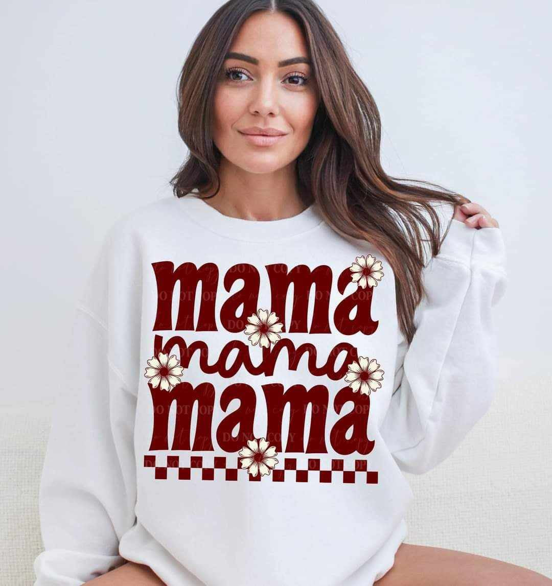 Mama stacked white flowers (LYTTLE) 67844 DTF transfer