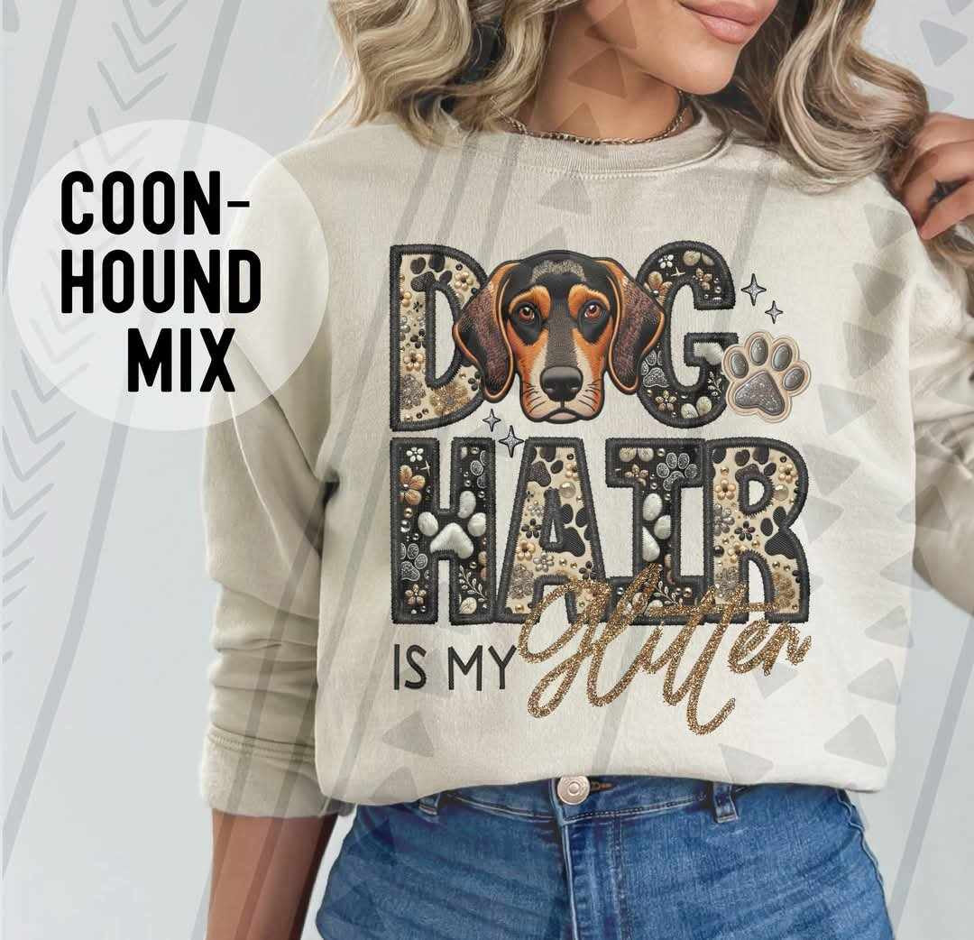 Coonhound mix Dog hair is my glitter 79525 DTF transfer