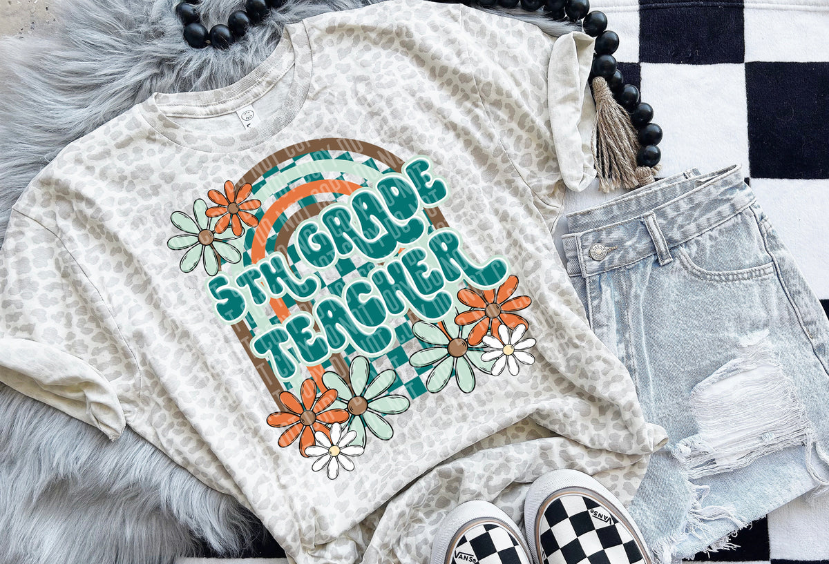 5th grade teacher Floral Arch 49532 DTF transfers