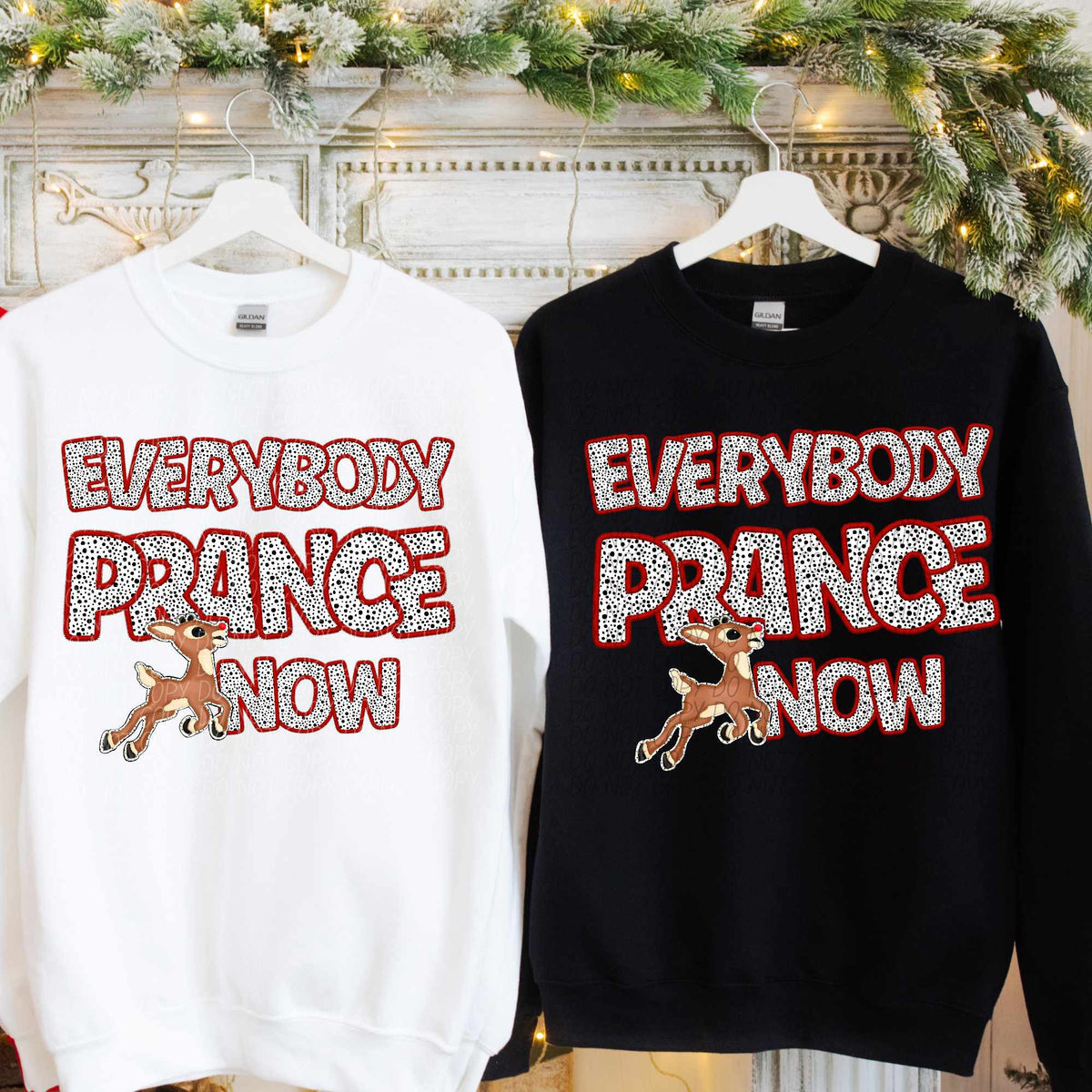 Everybody prance now REINDEER Dalmatian filled (CITY) 70029 DTF transfer