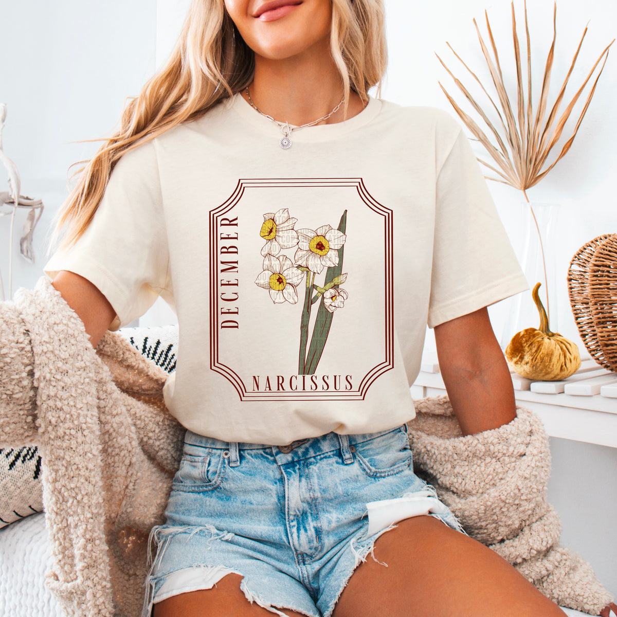 December narcissus birth flower 95086 DTF transfer