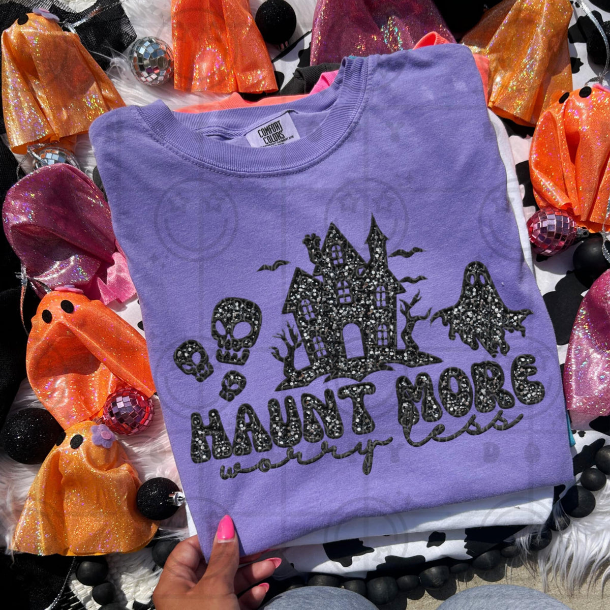 Haunt More faux glitter DTF transfer