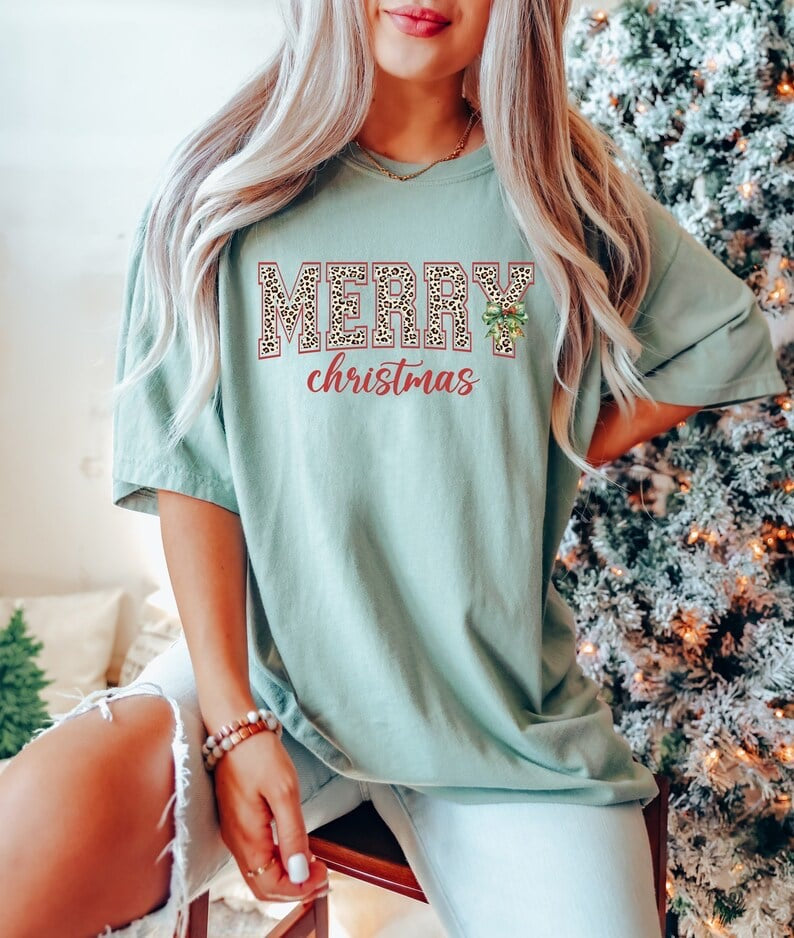Merry Christmas leopard and red 50958 DTF transfer