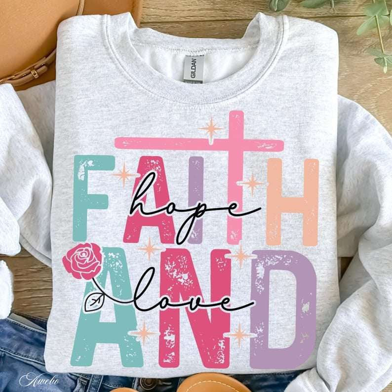 Faith hope and love grunge 75965 DTF transfer