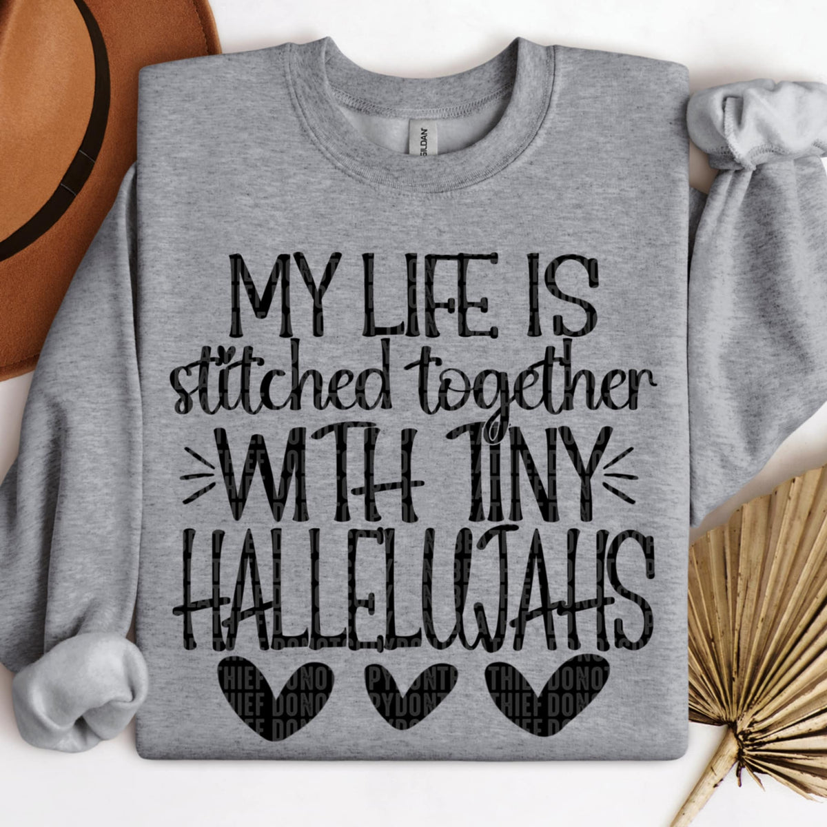 Stitched Together with tiny Hallelujahs BLACK SDD DTF transfer