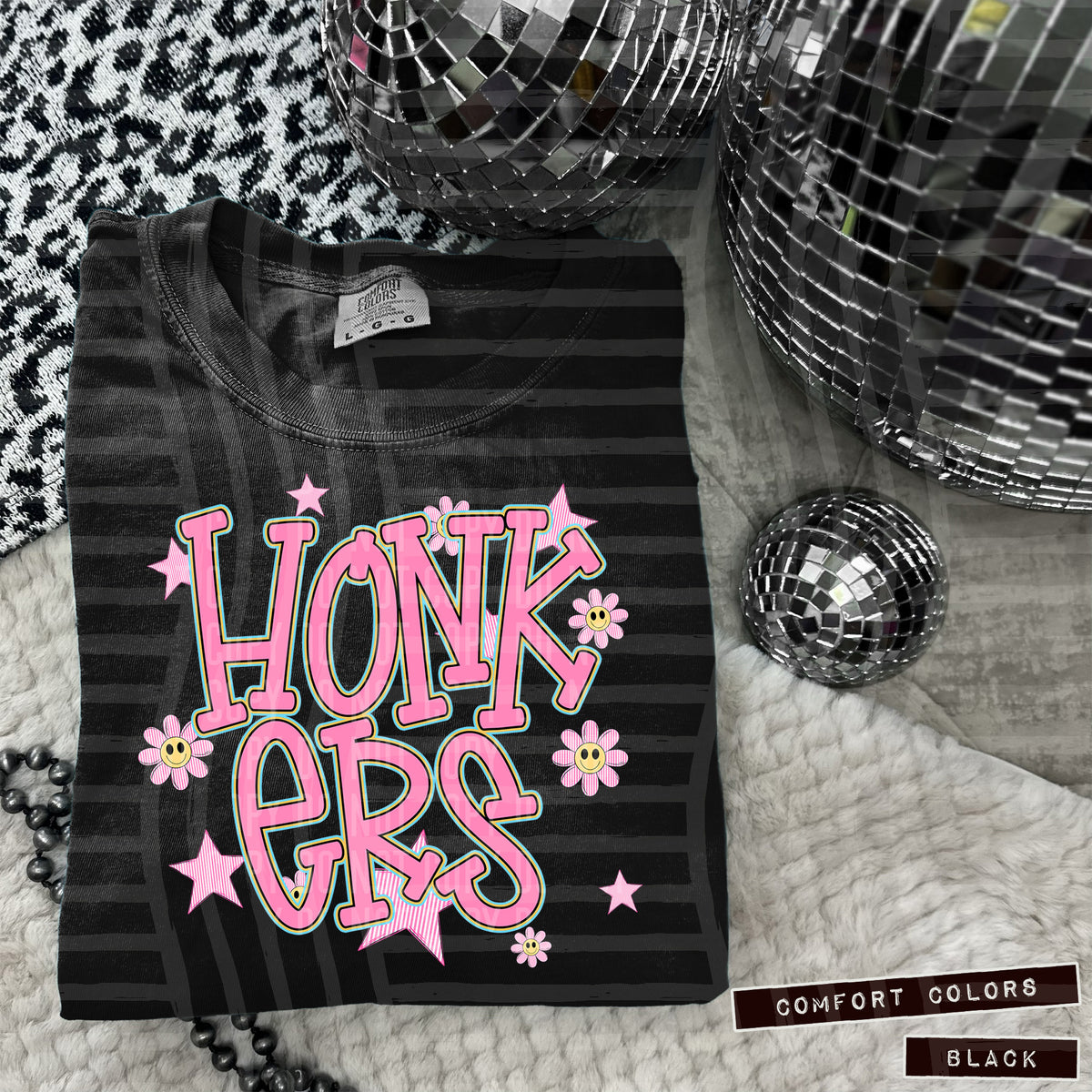 Honkers Pink Flowers And Stars 104965 DTF transfer