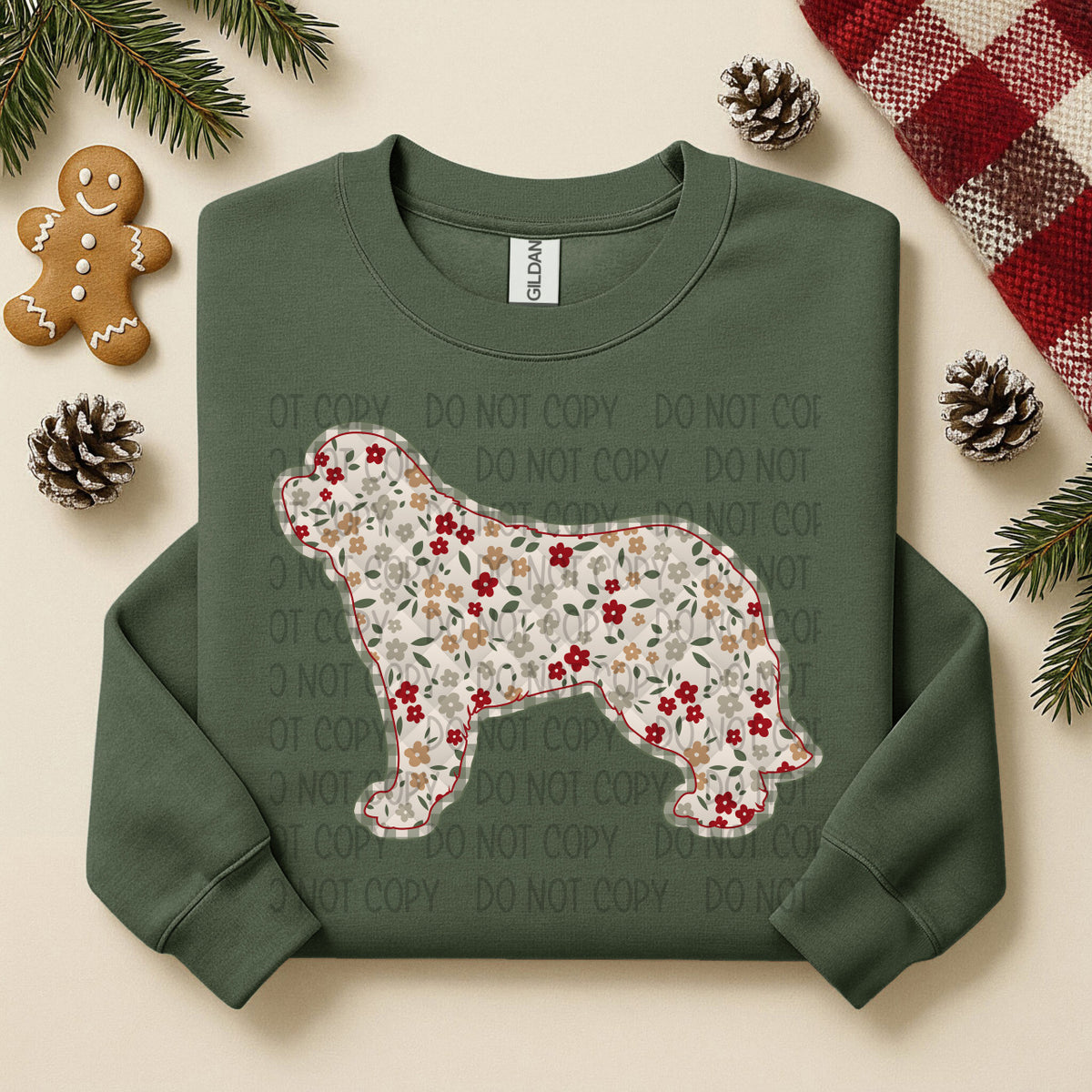 St Bernard Long Hair Floral (SWD) DTF TRANSFER