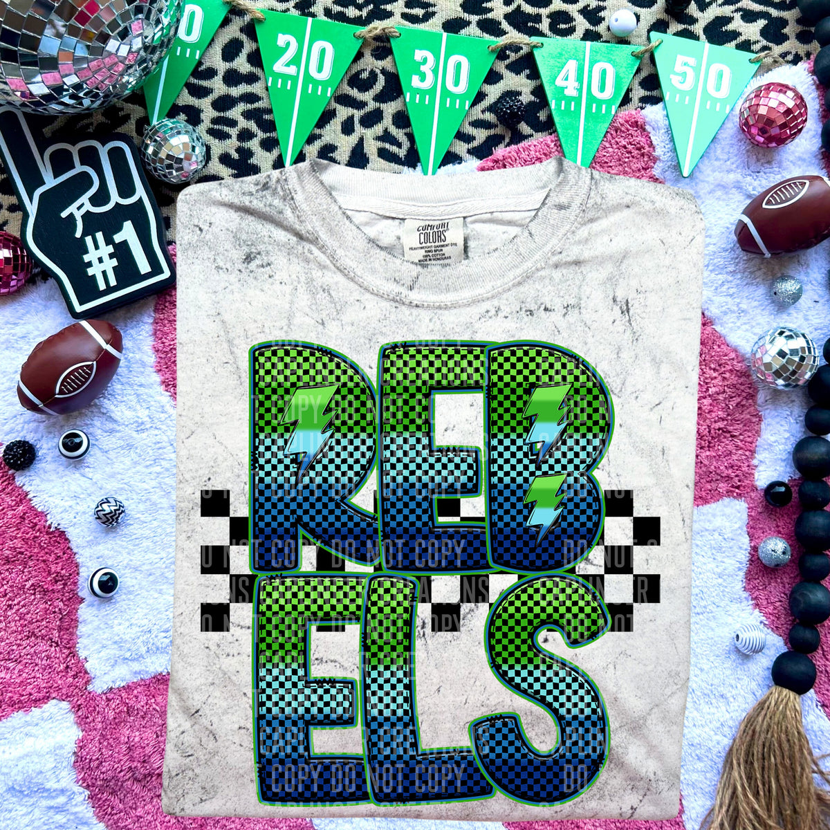 Rebels Blue and Green Checkered (Caplinger) DTF transfer