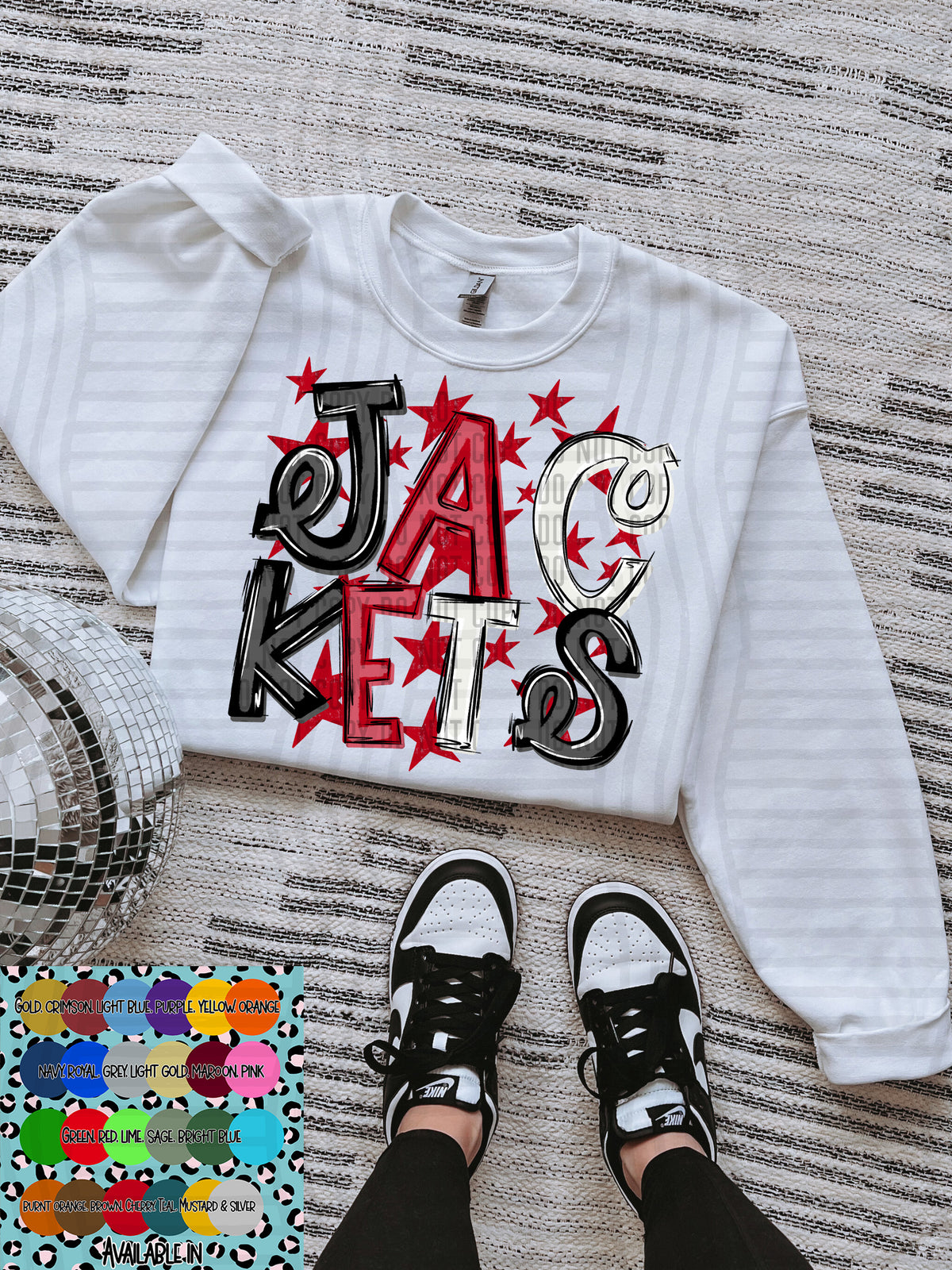 jackets black white and red with red stars (Caplinger) DTF Transfer