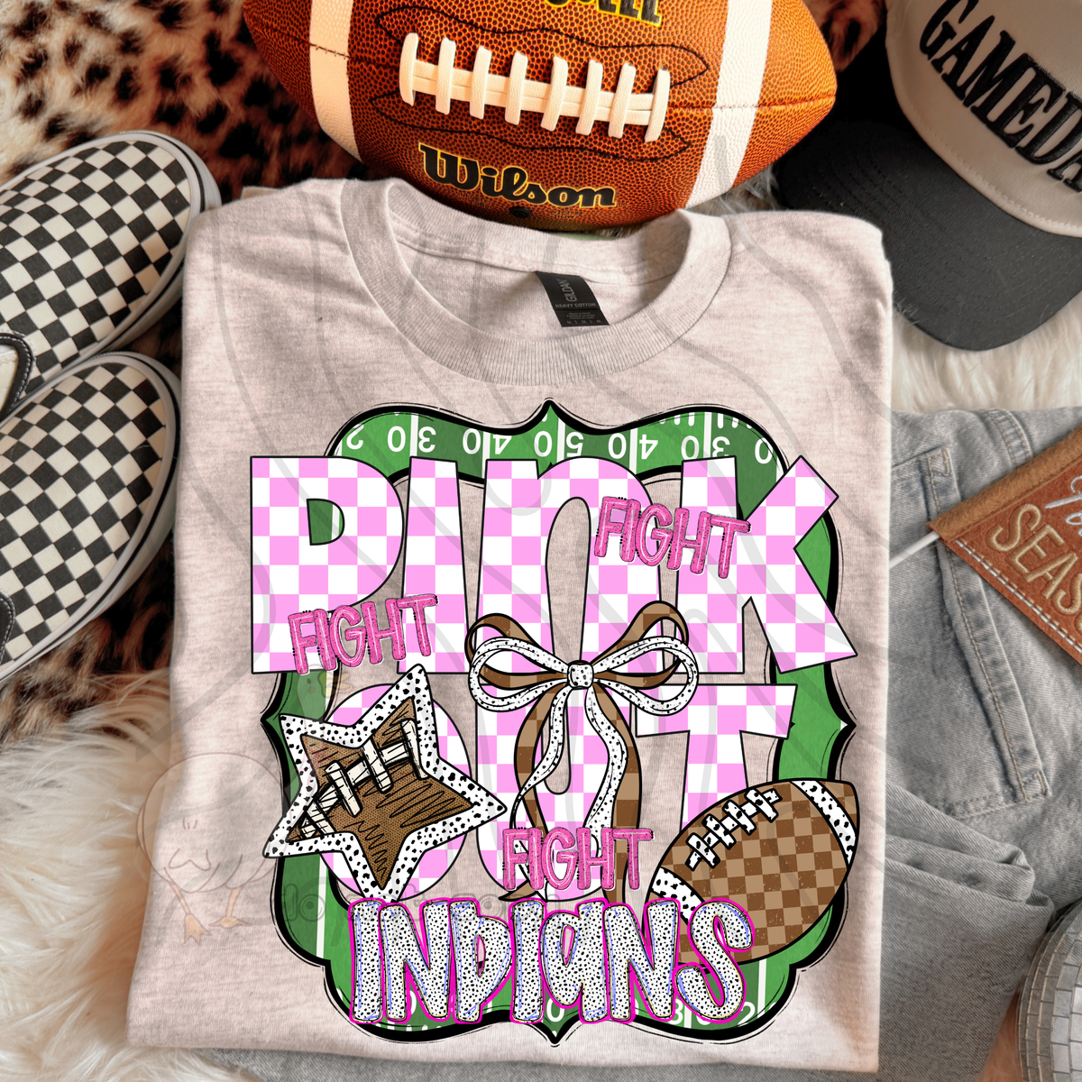 Indians fight fight fight pink out (DKD) DTF transfer