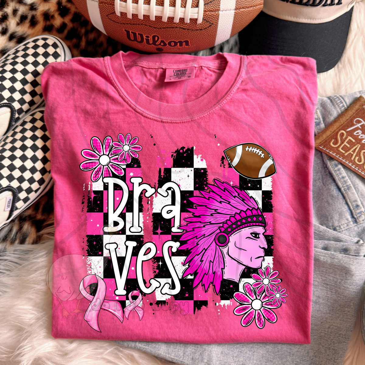 Braves Pink Checker Mascot (DKD) DTF Transfers