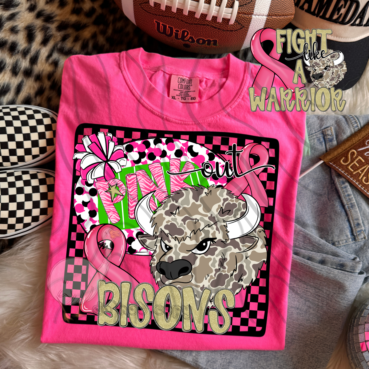 Bisons pink out camo (DKD) DTF transfer