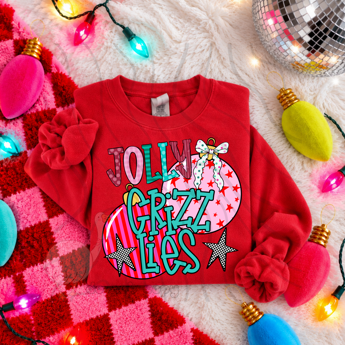 Jolly Grizzlies pink ornaments (DKD) DTF Transfer