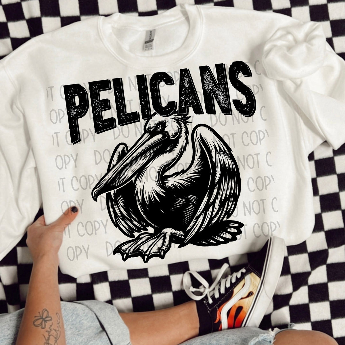 Pelicans black/white outline DTF transfer