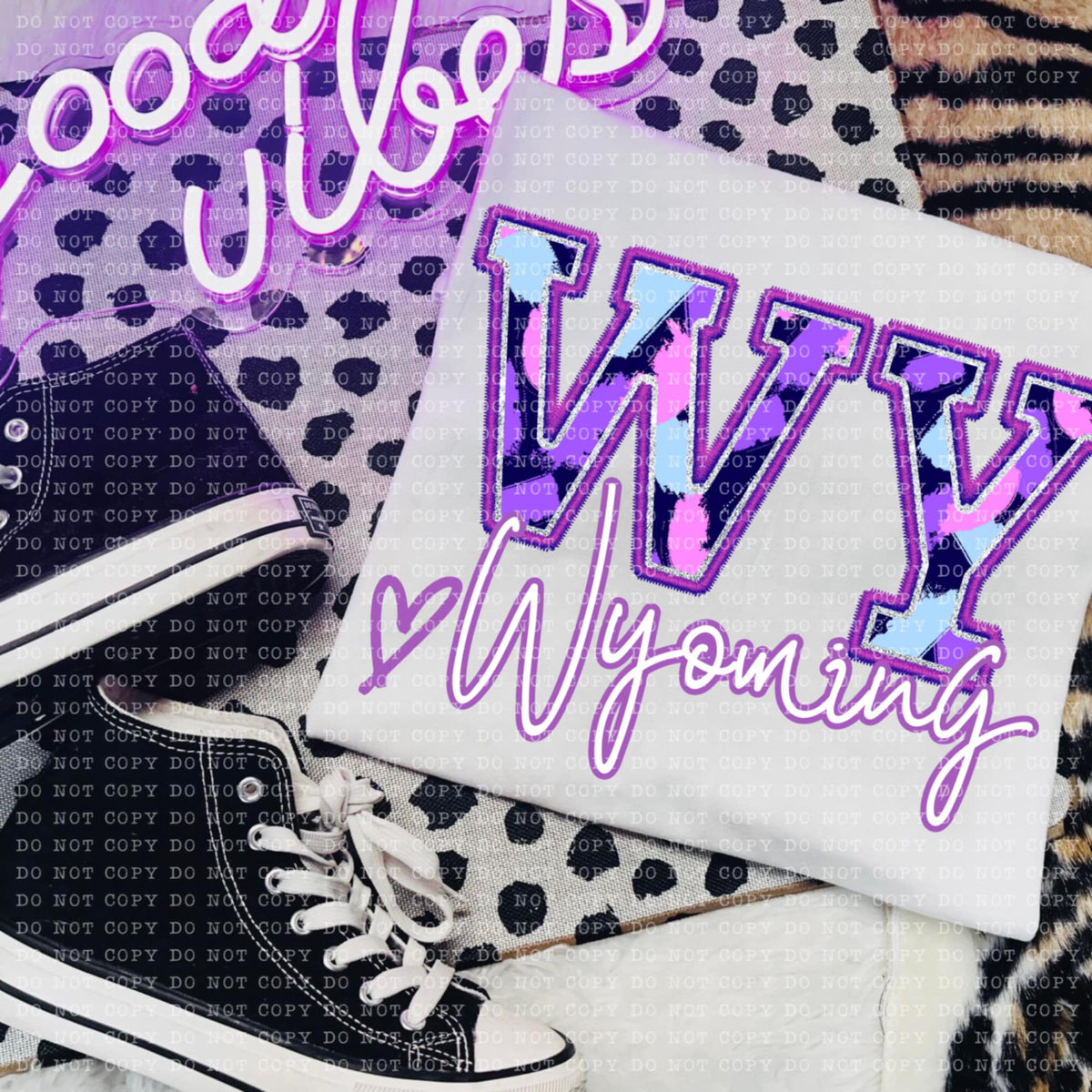 WY Wyoming purple brushstrokes (ECHT) 94020 DTF transfer