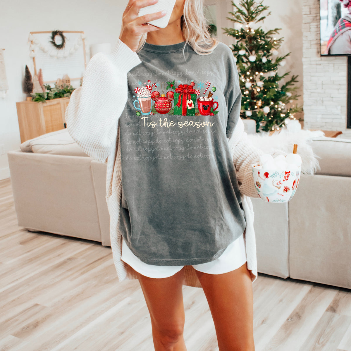 Tis the season with mouse ornament 115141 DTF transfer