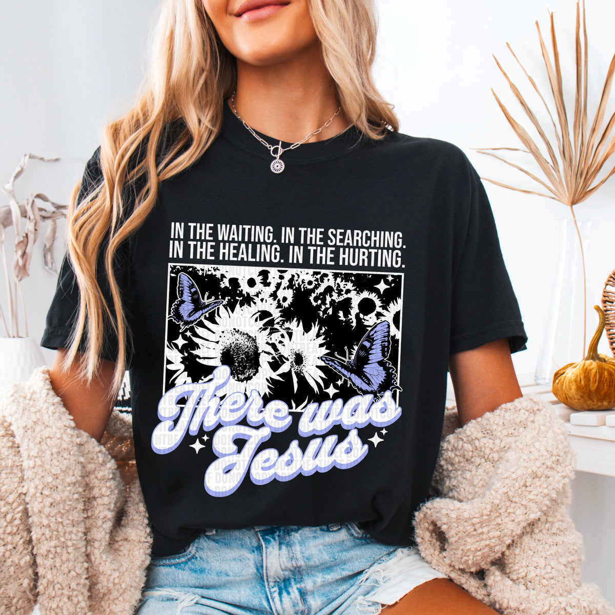 In the waiting in the searching there was Jesus WHITE FONT 91585 DTF transfer