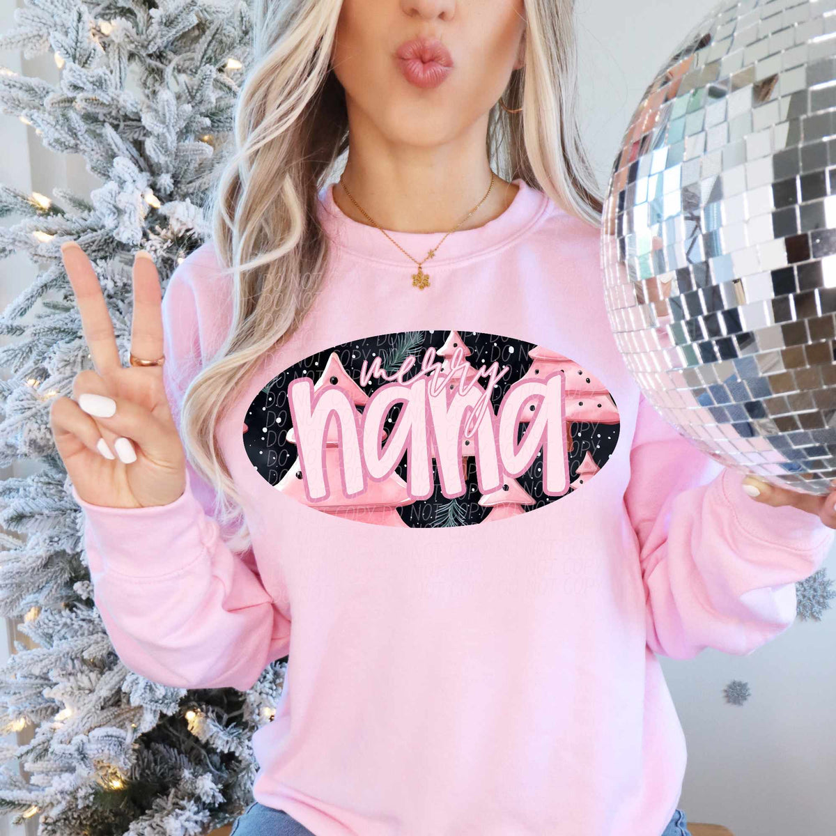 Merry nana pink trees (CITY) 62317 DTF transfer