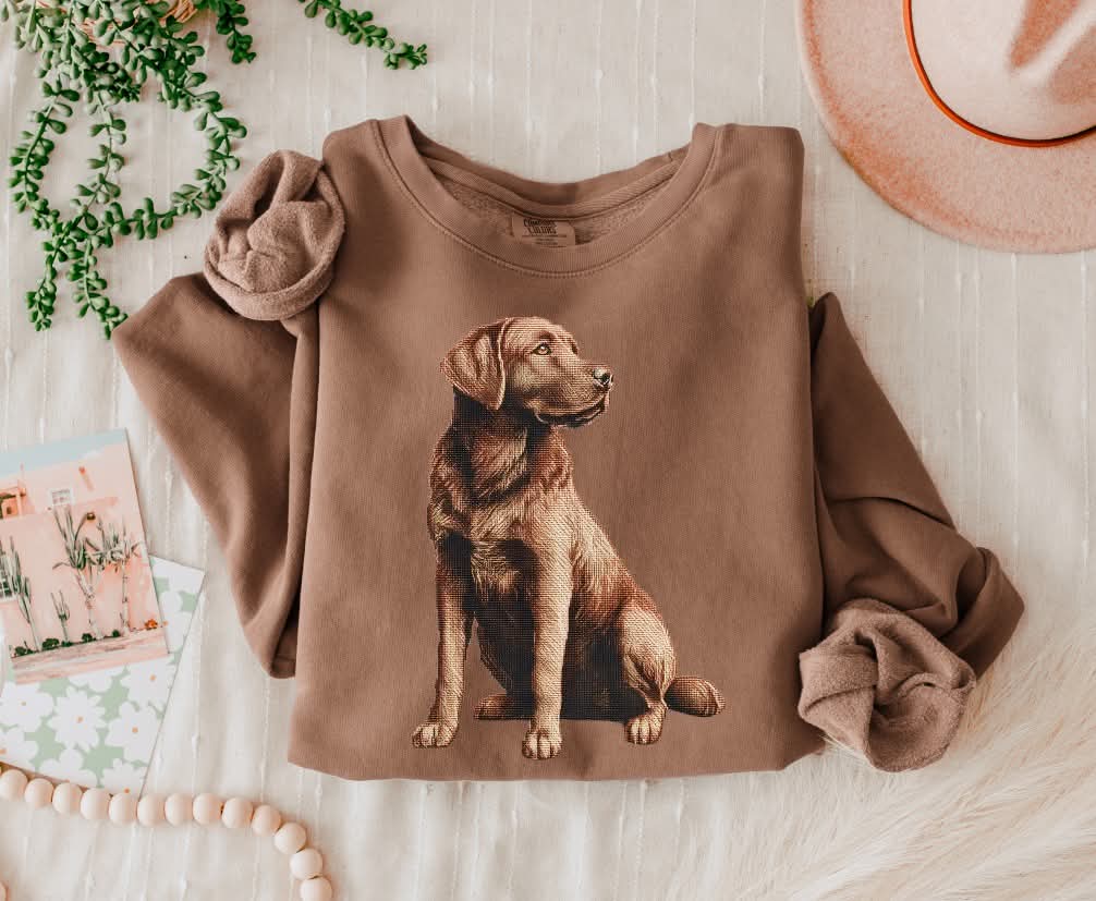 Needlepoint Labrador Retriever 2 (s&g) DTF Transfer