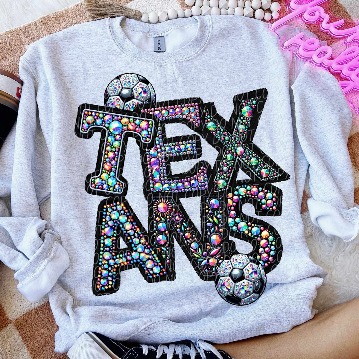 Texans rhinestone soccer (CITY) 77075 DTF transfer