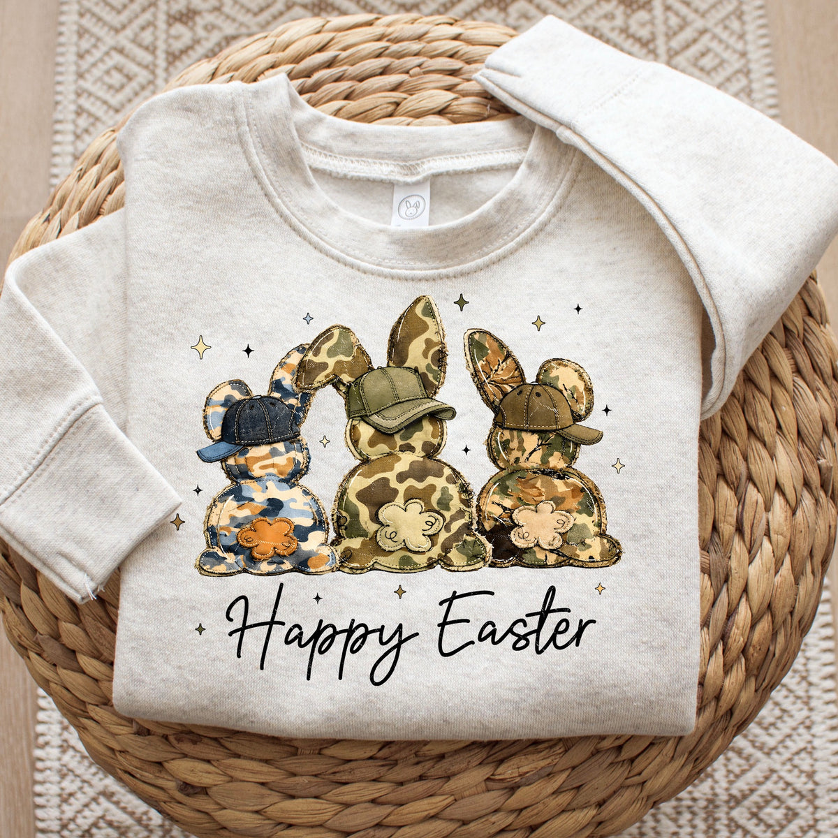 Happy Easter camo bunnies DTF transfer