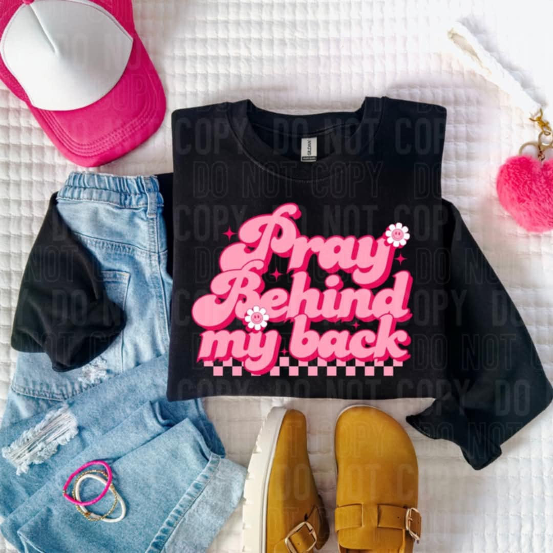 Pray behind my back pink 106247 DTF transfer