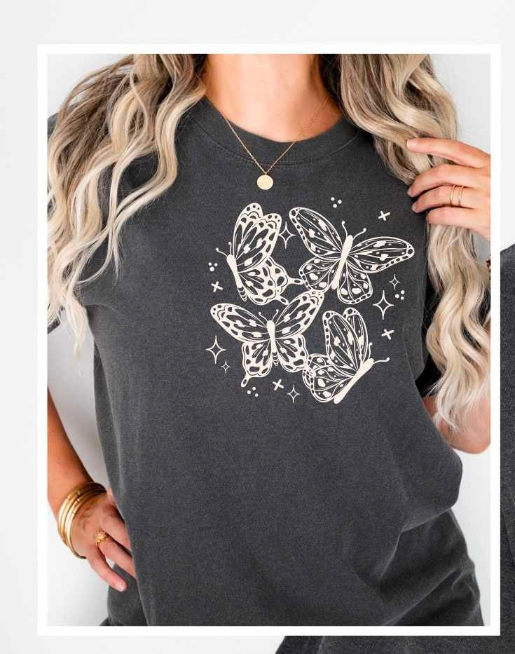 White butterflies pocket (CSC) 84426 DTF transfer