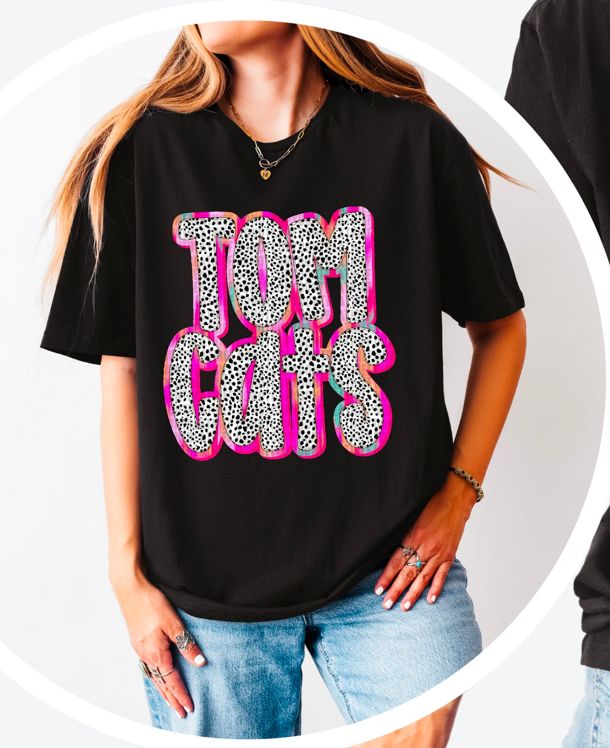 Tomcats Dalmatian filled pink outline 90485 DTF transfer