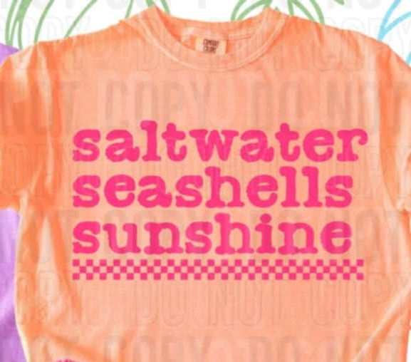 Saltwater seashells sunshine pink font (SBB) 96962 DTF transfer