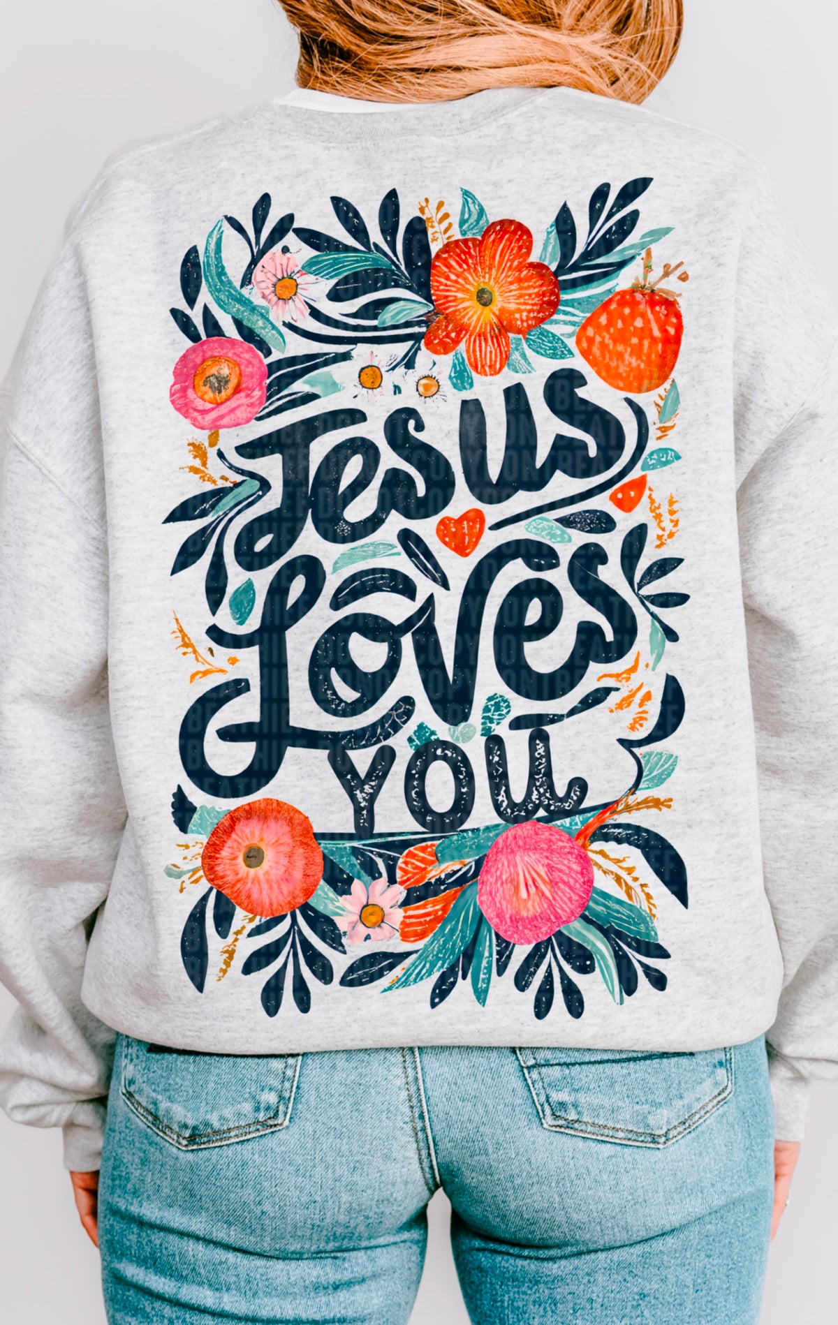 Jesus loves you orange flowers 95375 DTF transfer